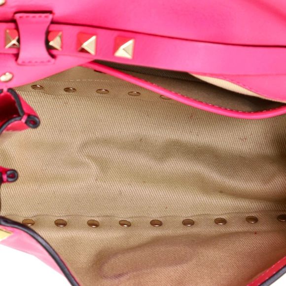 Valentino Garavani Rockstud Flip Lock Flap Bag Leather Mini Pink - Picture 5 of 7